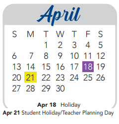 District School Academic Calendar for Braun Station Elementary School for April 2025