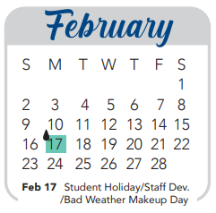 District School Academic Calendar for Habilitation Program for February 2025