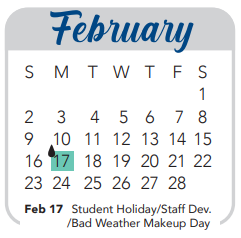 District School Academic Calendar for Rudder Middle School for February 2025