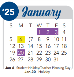 District School Academic Calendar for Howsman Elementary School for January 2025