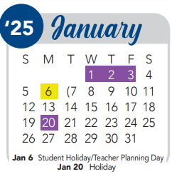 District School Academic Calendar for Wanke Elementary School for January 2025