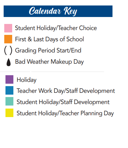 District School Academic Calendar Legend for May Elementary School