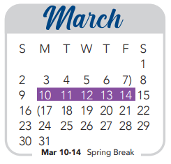 District School Academic Calendar for Helotes Elementary School for March 2025
