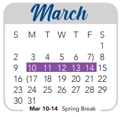 District School Academic Calendar for Cody Elementary School for March 2025