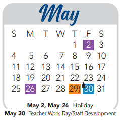 District School Academic Calendar for Mcdermott Elementary School for May 2025