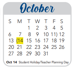 District School Academic Calendar for Mcdermott Elementary School for October 2024