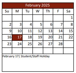 District School Academic Calendar for Kay Granger Elementary for February 2025