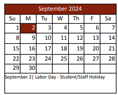 District School Academic Calendar for Lakeview Elementary for September 2024