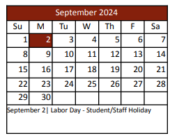 District School Academic Calendar for Justin Elementary for September 2024