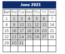 District School Academic Calendar for Cedar Canyon Elementary Sch for June 2025