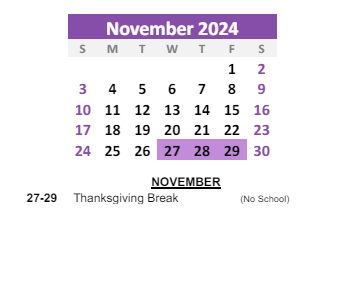 District School Academic Calendar for Howard Elementary School for November 2024