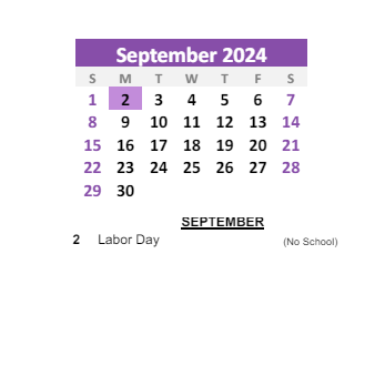 District School Academic Calendar for Howard Elementary School for September 2024