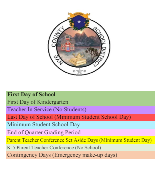 District School Academic Calendar Legend for Gabbs Elementary School