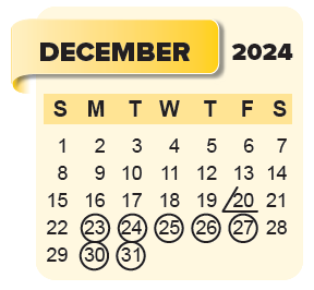 District School Academic Calendar for Prairie Learning Center for December 2024