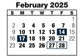 District School Academic Calendar for Parrish Program for February 2025