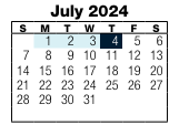 District School Academic Calendar for Parrish Program for July 2024