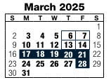 District School Academic Calendar for Parrish Program for March 2025
