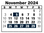 District School Academic Calendar for Parrish Program for November 2024