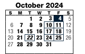 District School Academic Calendar for Parrish Program for October 2024