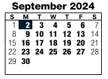 District School Academic Calendar for Parrish Program for September 2024