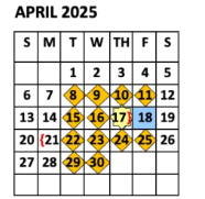District School Academic Calendar for Graciela Garcia Elementary for April 2025