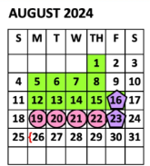 District School Academic Calendar for Napper Elementary for August 2024