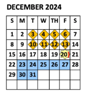 District School Academic Calendar for Doedyns Elementary for December 2024