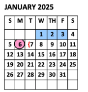 District School Academic Calendar for Doedyns Elementary for January 2025