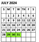 District School Academic Calendar for Napper Elementary for July 2024