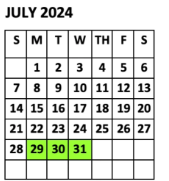 District School Academic Calendar for Austin Junior High for July 2024