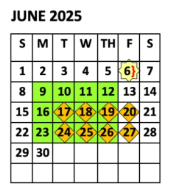 District School Academic Calendar for PSJA North High School for June 2025