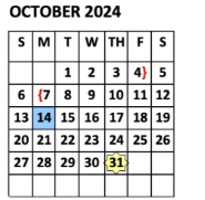 District School Academic Calendar for Garza Pena Elementary for October 2024