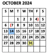 District School Academic Calendar for PSJA Memorial High School for October 2024