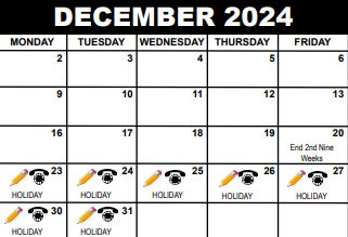 District School Academic Calendar for Jupiter Elementary School for December 2024