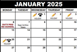 District School Academic Calendar for Jupiter Elementary School for January 2025