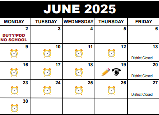 District School Academic Calendar for Crosspointe Elementary School for June 2025