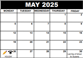 District School Academic Calendar for Jupiter Elementary School for May 2025