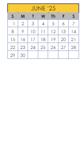 District School Academic Calendar for Ideal Alternative Ed Program for June 2025