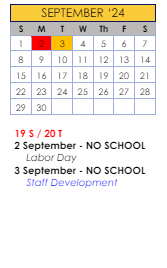 District School Academic Calendar for Ideal Alternative Ed Program for September 2024