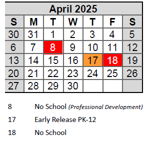 District School Academic Calendar for Craig ELEM. for April 2025