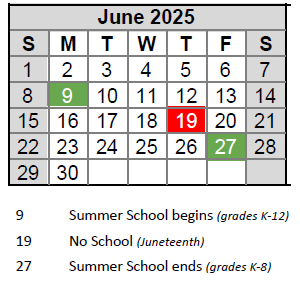 District School Academic Calendar for Craig ELEM. for June 2025