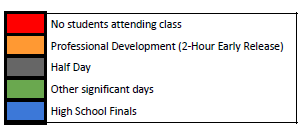 District School Academic Calendar Legend for Craig ELEM.