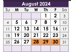 District School Academic Calendar for James E Hanna Elementary School for August 2024