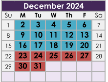 District School Academic Calendar for James E Hanna Elementary School for December 2024