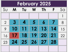 District School Academic Calendar for James E Hanna Elementary School for February 2025