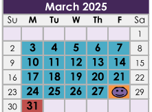 District School Academic Calendar for James E Hanna Elementary School for March 2025