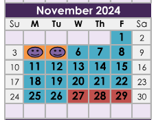 District School Academic Calendar for James E Hanna Elementary School for November 2024