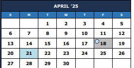 District School Academic Calendar for Guidance Center for April 2025