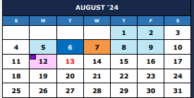 District School Academic Calendar for Excel Academy (jjaep) for August 2024