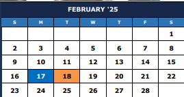 District School Academic Calendar for The Summit Intermediate for February 2025